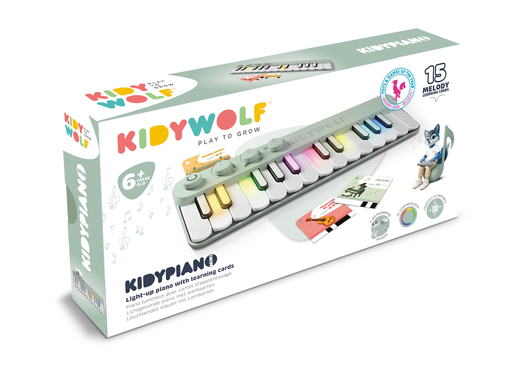 Kidywolf - Kidypiano mini piano met verlichte toetsen groen