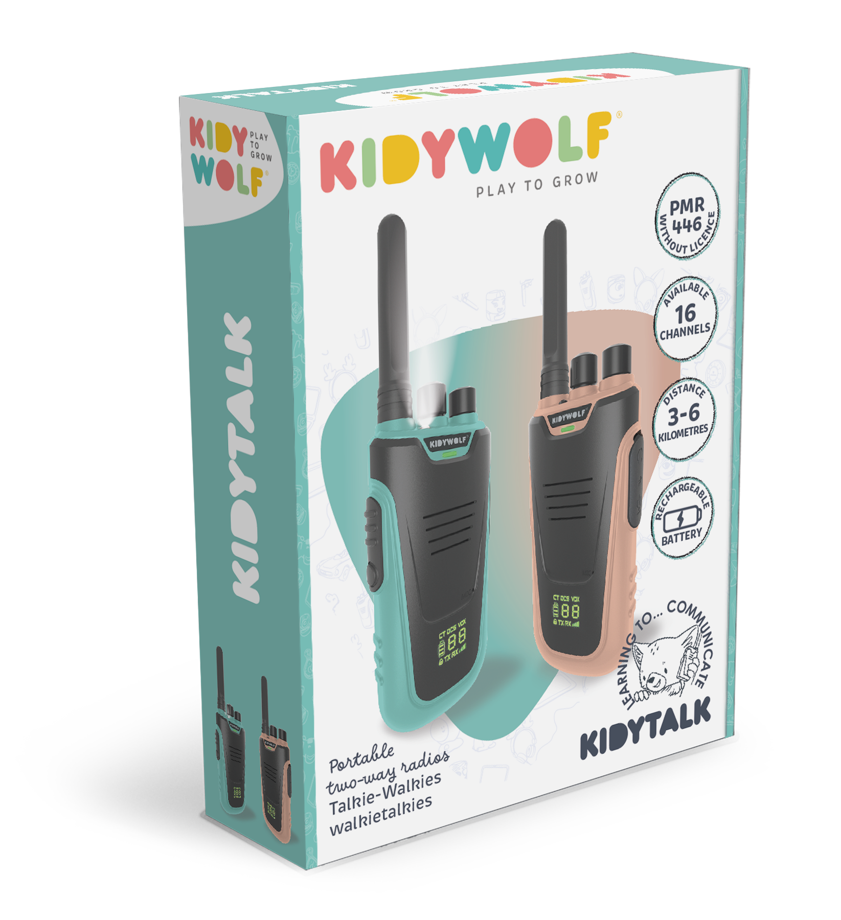 Kidywolf - Kidytalk walkie talkie - Nude/Cyaan