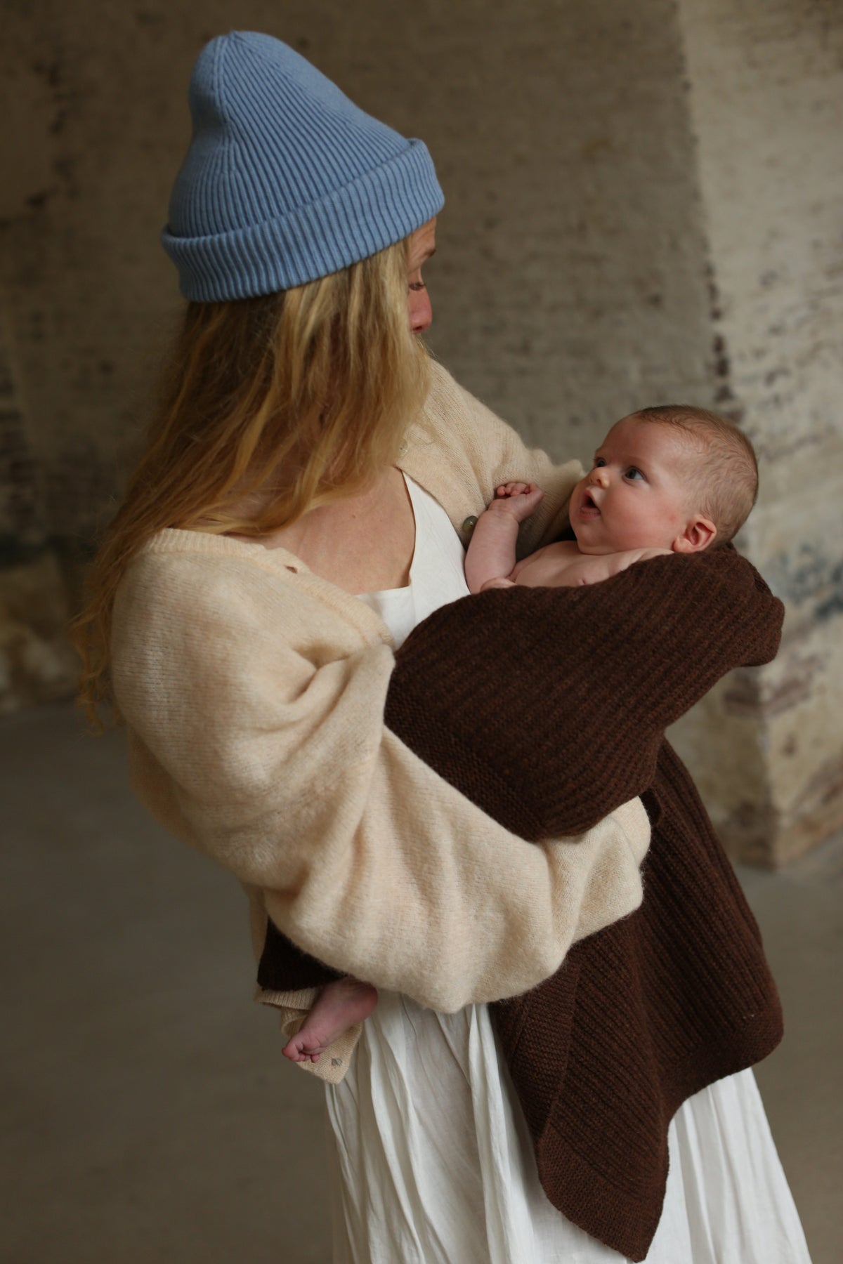 Hvid Wollen babydeken Kiki Dark Brown