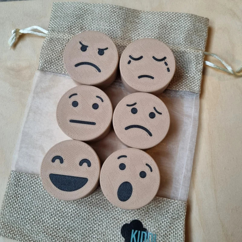 Kiddi - Stempelset Emoties - 6 stempels met gezichtsuitdrukkingen