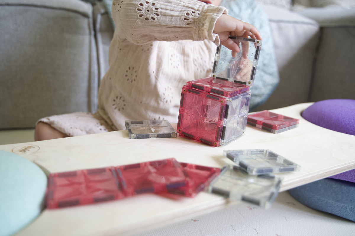 Cleverclixx - Glitter Tiles Pack Transparent / Pink (16 stuks)