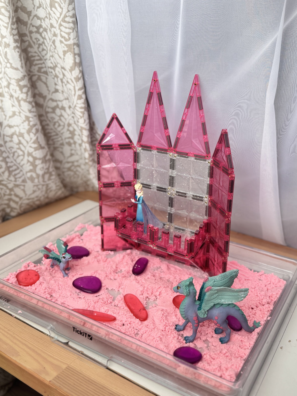 Cleverclixx - Glitter Tiles Pack Transparent / Pink (16 stuks)