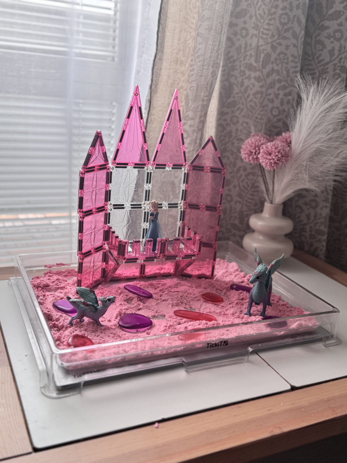 Cleverclixx - Glitter Tiles Pack Transparent / Pink (16 stuks)