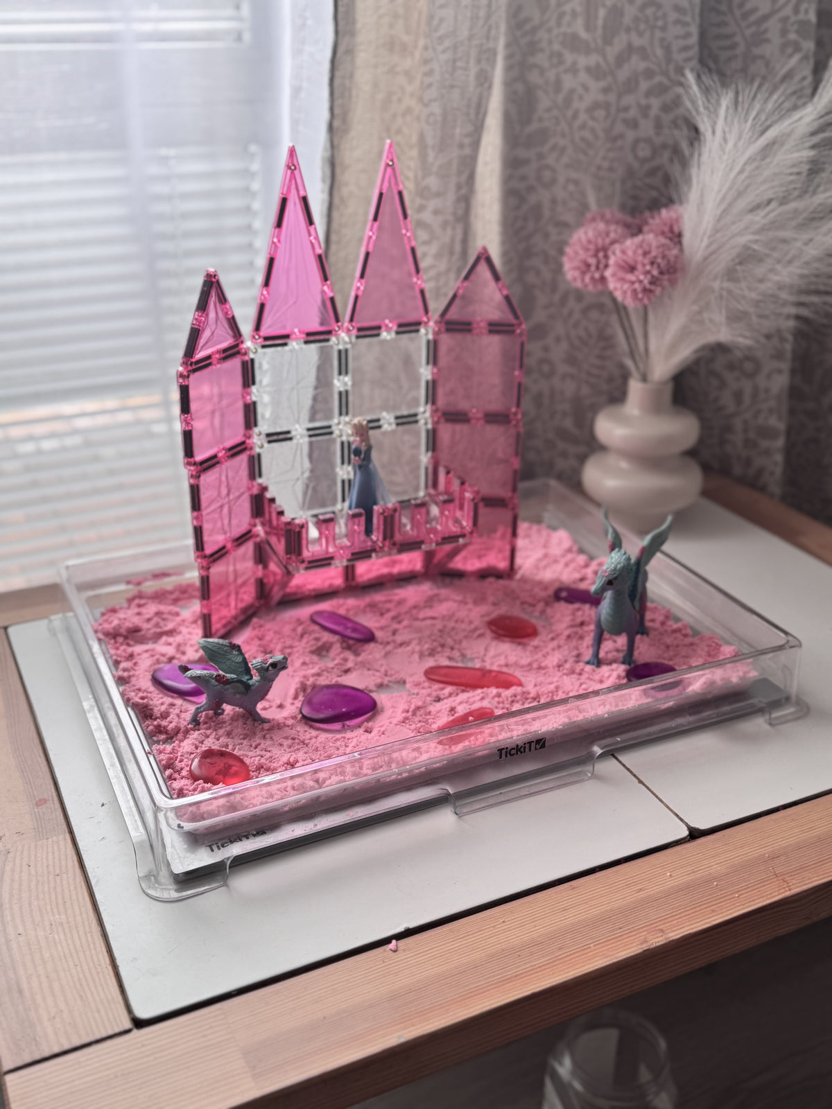 Cleverclixx - Glitter Tiles Pack Transparent / Pink (16 stuks)
