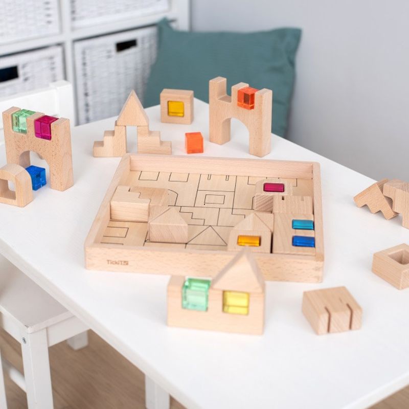 TickiT - houten bouwstenen met acryl edelstenen