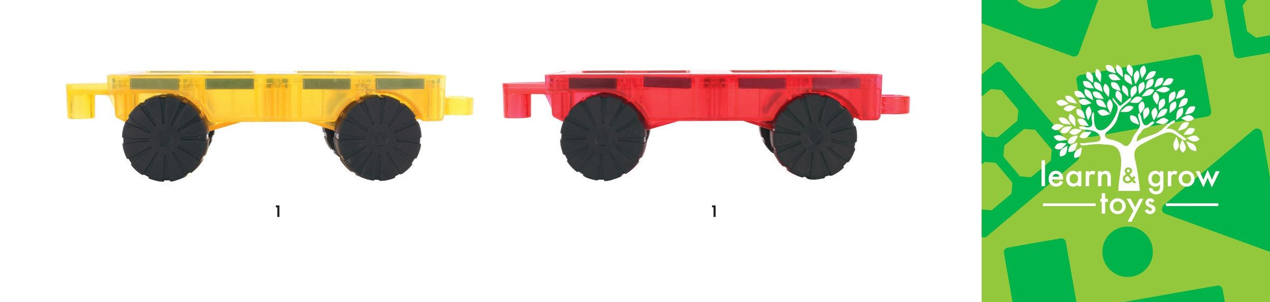 Learn And Grow - Magnetisch constructiespeelgoed Car Pack - 2 stuks