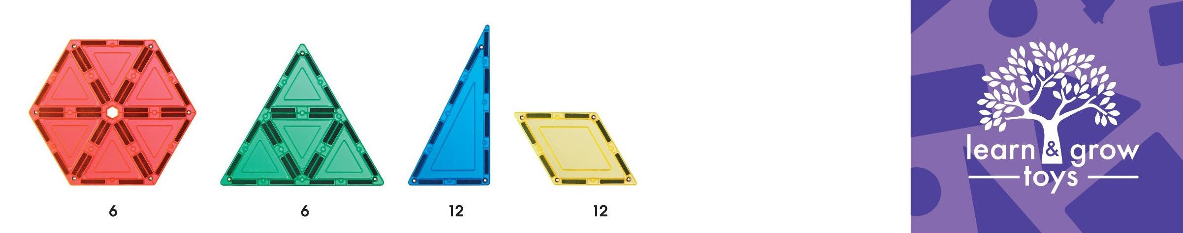 Learn And Grow - Magnetisch constructiespeelgoed Geometry Pack - 36 stuks