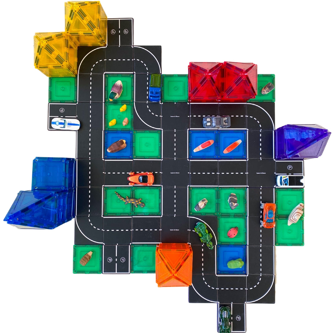 Learn And Grow - Magnetisch constructiespeelgoed Toppers Wegen - 40 stuks