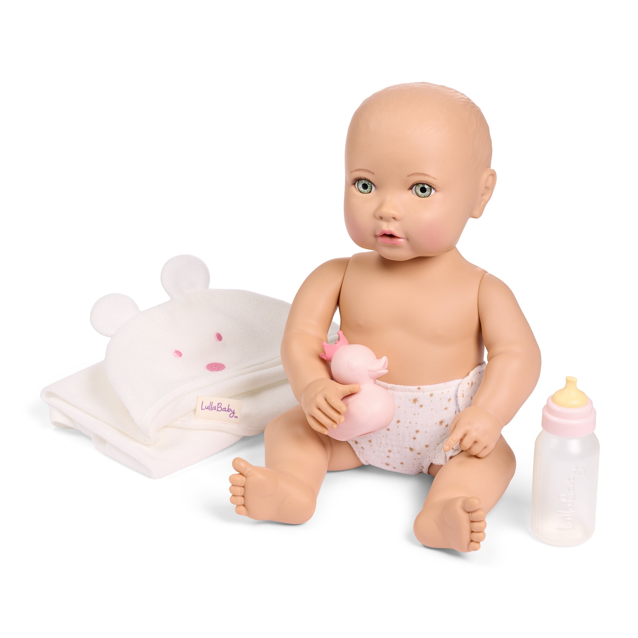 LullaBaby badpop met werkend flesje