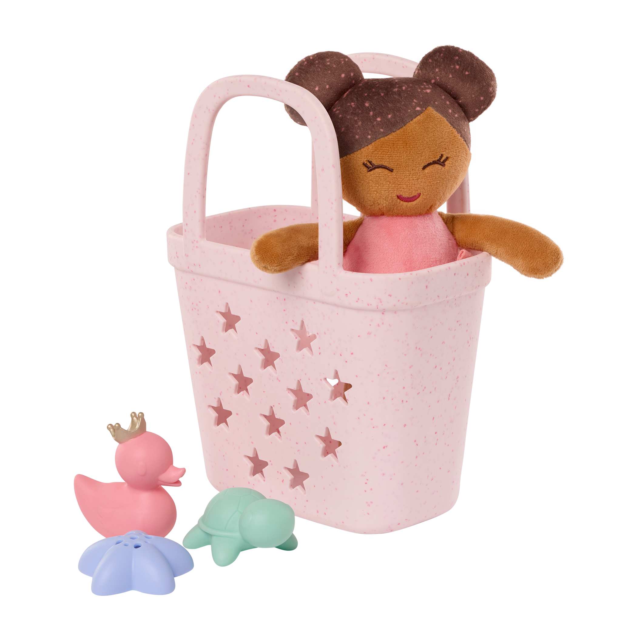 LullaBaby - Badpop met accessoires in mandje
