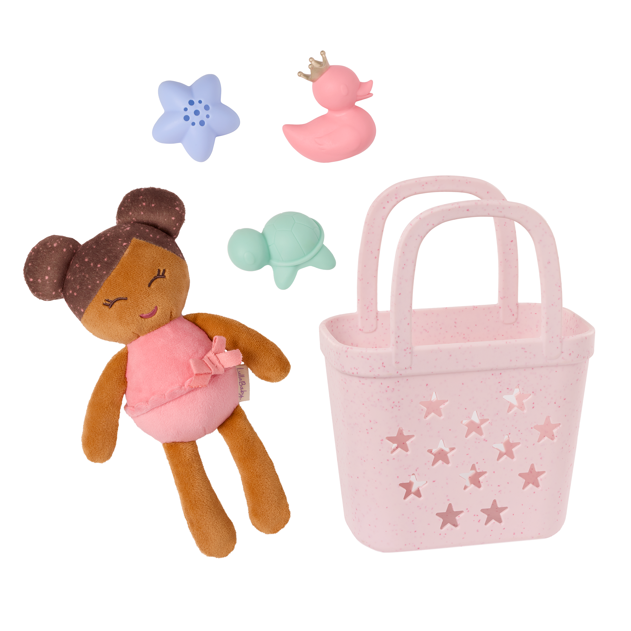LullaBaby - Badpop met accessoires in mandje