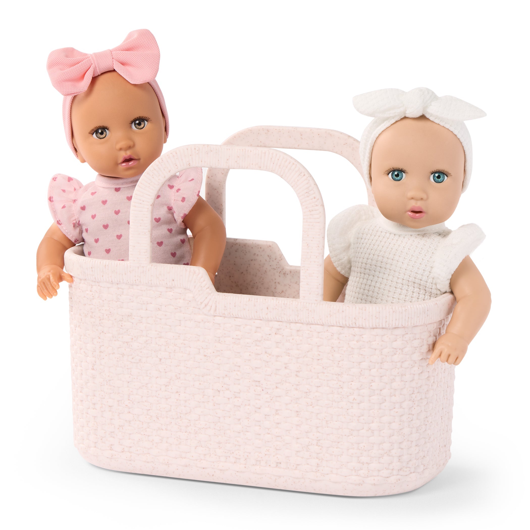 LullaBaby 20 cm zachte mini babypoppen in speelmandje