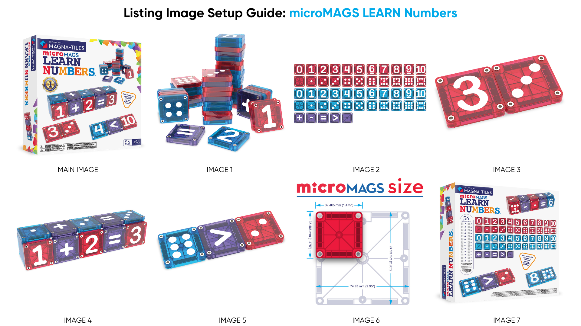 Magna-Tiles - Maison Colette - microMAGS Leernummers 56 stuks