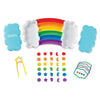 Regenboog sorteerset met dekseltjes, activiteitenkaartjes en tang