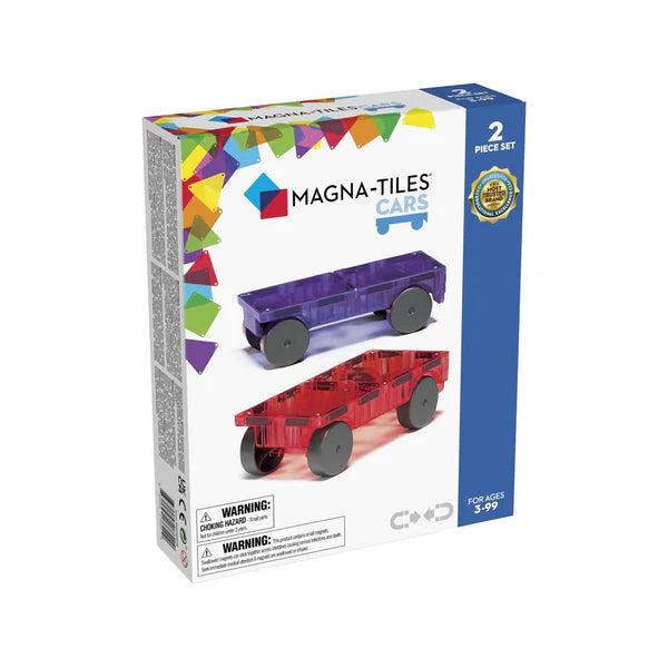 Magna Tiles - 2 stuks Cars Rood/Paars Auto's Clear Colors - Constructiespeelgoed