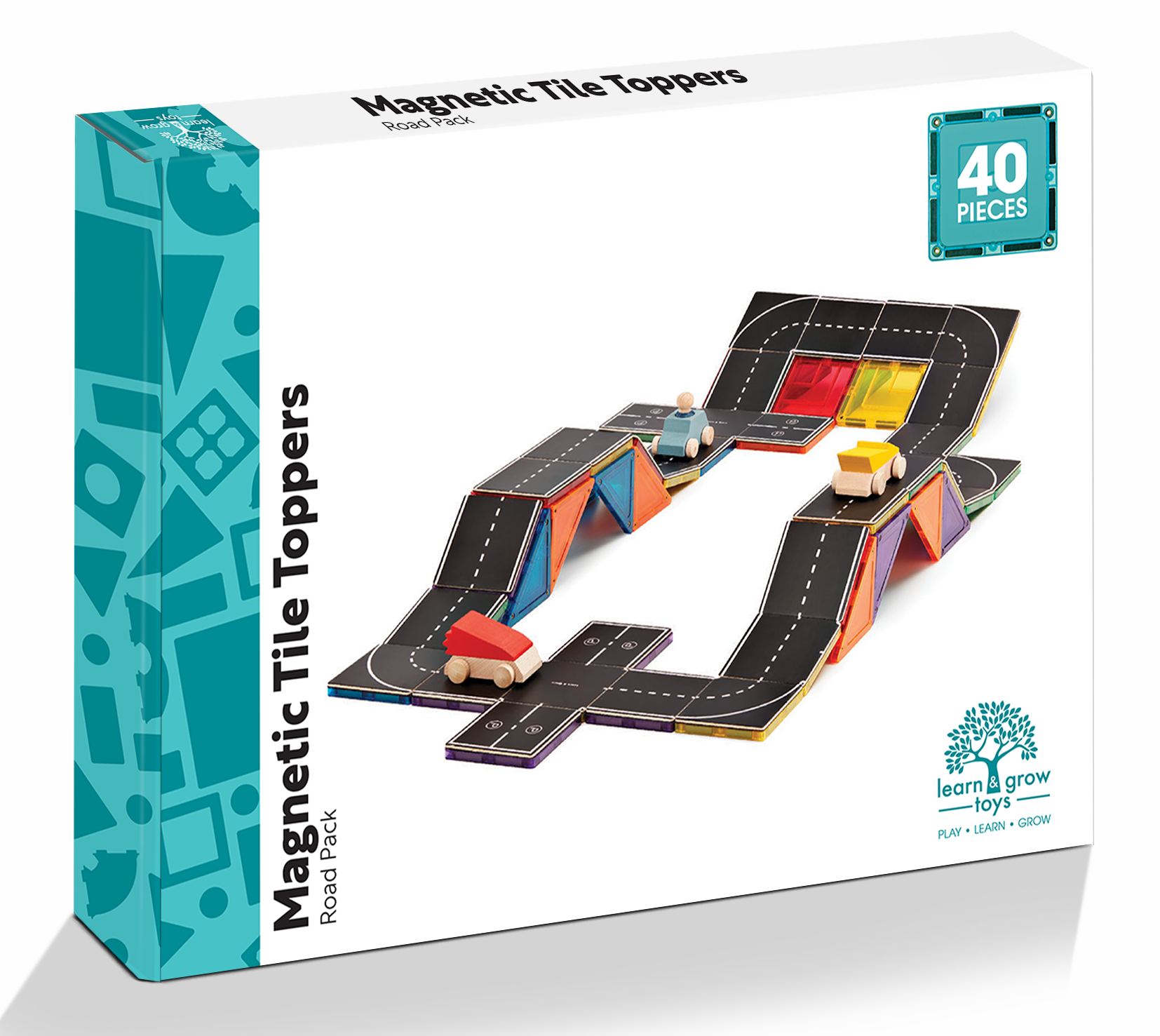 Learn And Grow - Magnetisch constructiespeelgoed Toppers Wegen - 40 stuks