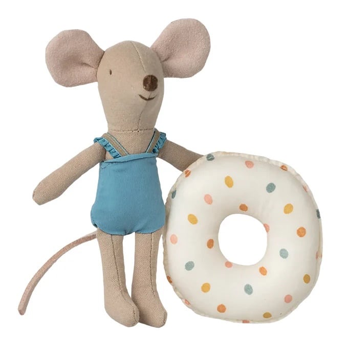 Maileg - Strandmuis met zwemband met stippen (kleine zus)