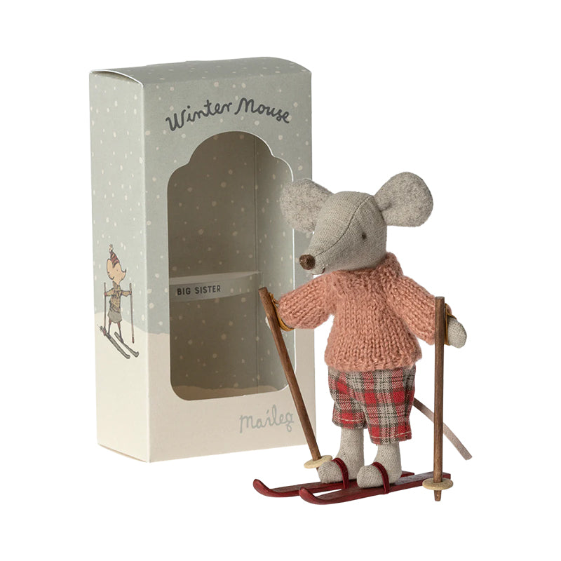 Maileg - Grote zus muis met ski set - winter collectie