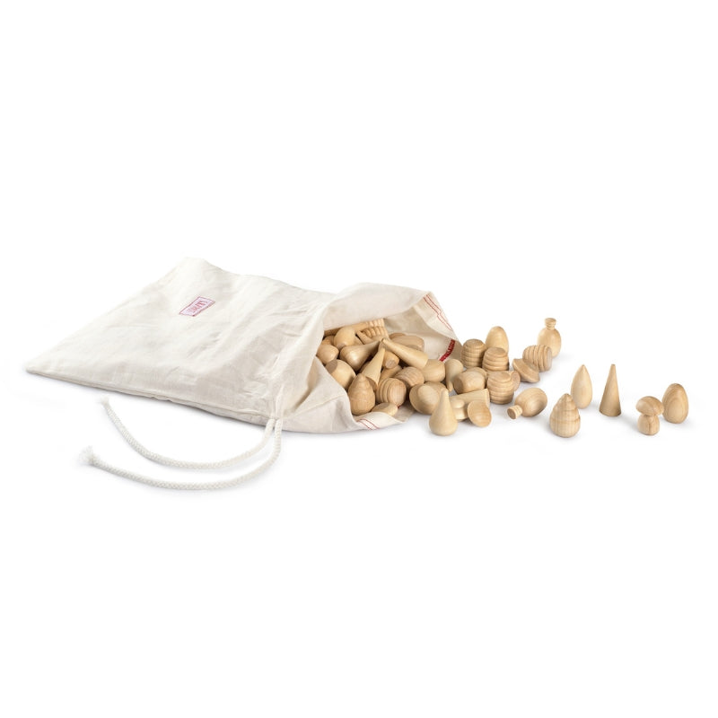 Zakje met houten figuurtjes van Grapat