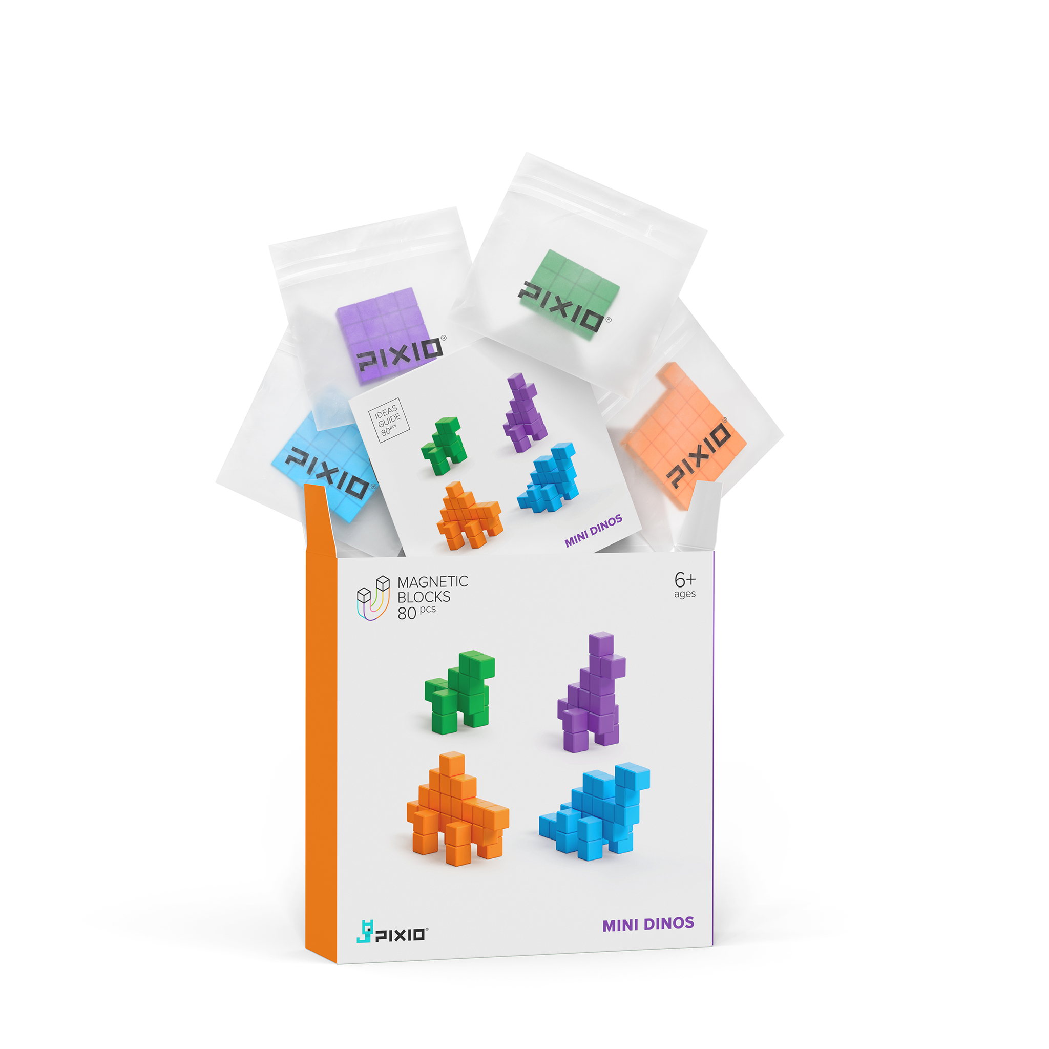 Pixio - Story serie Mini Dinos - 80 magneetblokjes