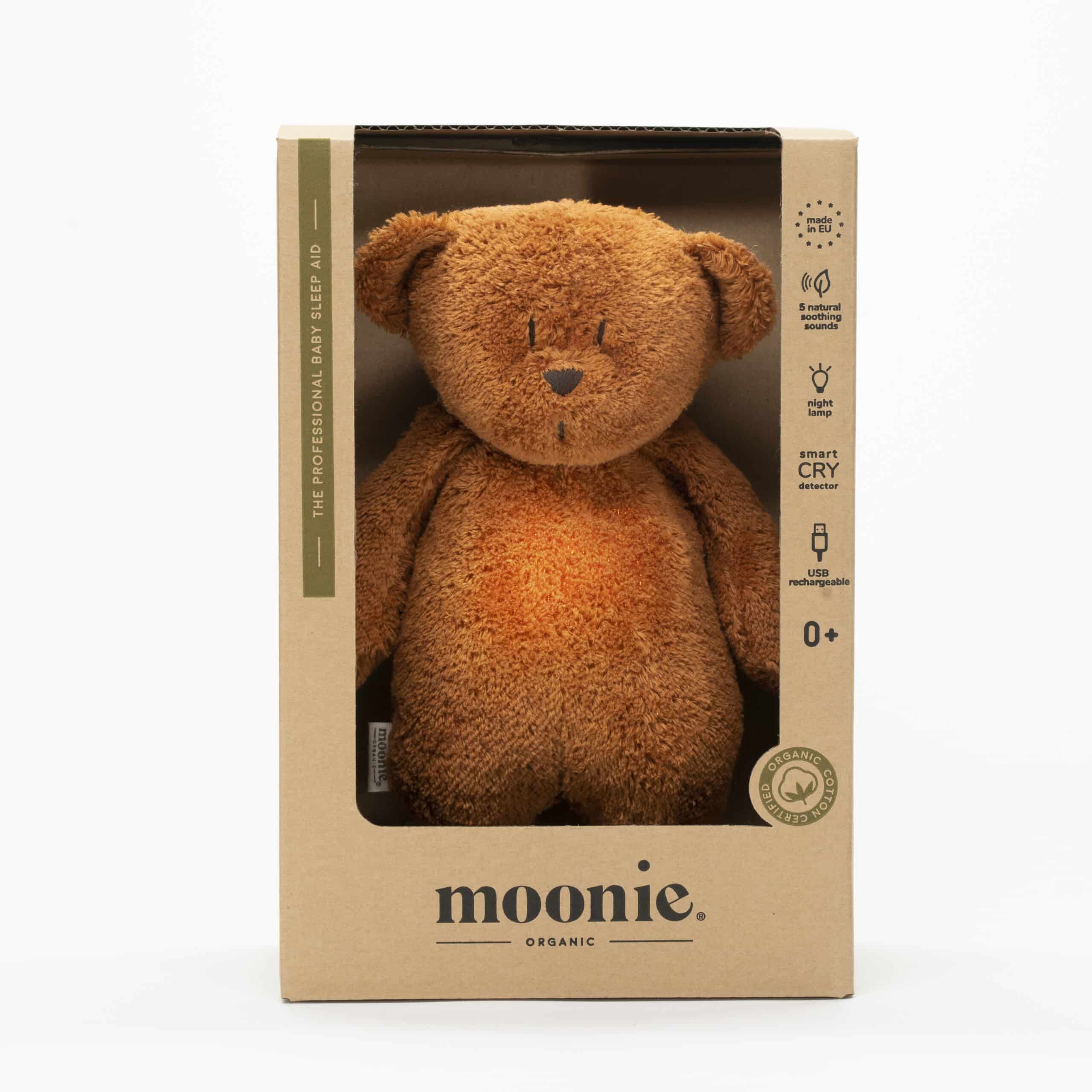 Moonie - Slaapknuffel The Humming Bear 2.0 - Caramel Natur White Noise