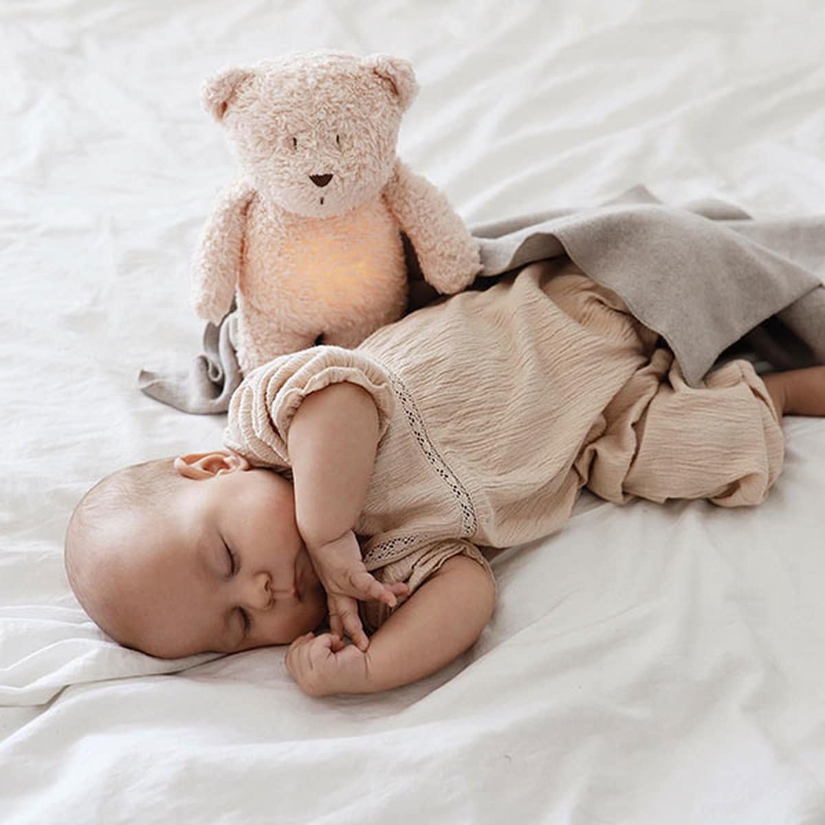Moonie - Slaapknuffel The Humming Bear 2.0 - Rose Natur White Noise