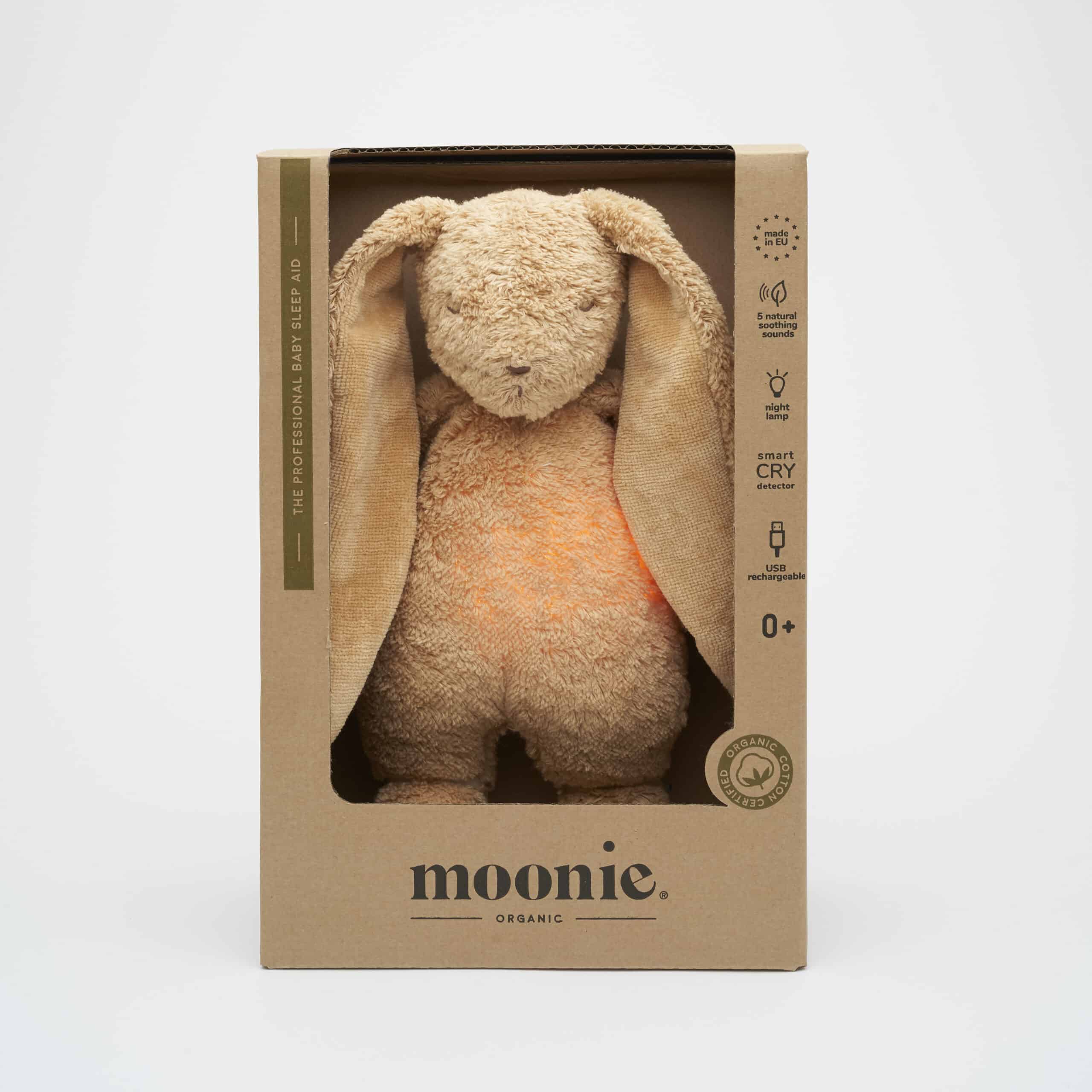 Moonie - Slaapknuffel The Humming Bunny 2.0 - Cappuccino Natur White Noise