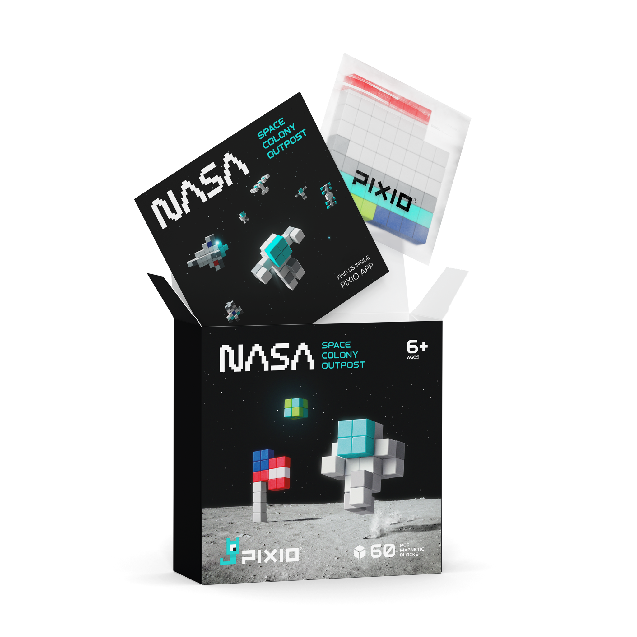 Pixio - Story NASA Space Colony Outpost - 60 magneetblokjes