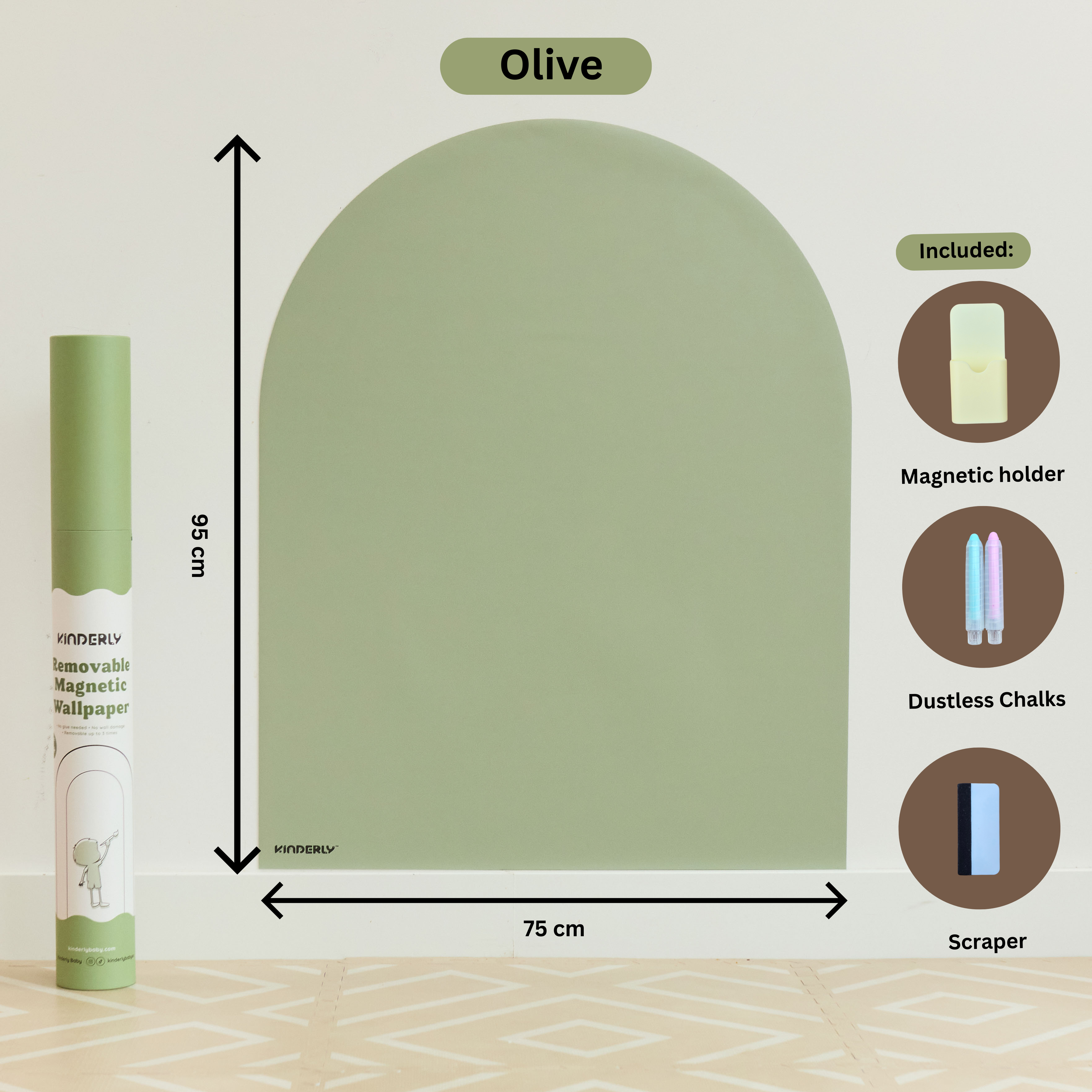 Kinderly Verwijderbaar Magnetisch Behang Olive