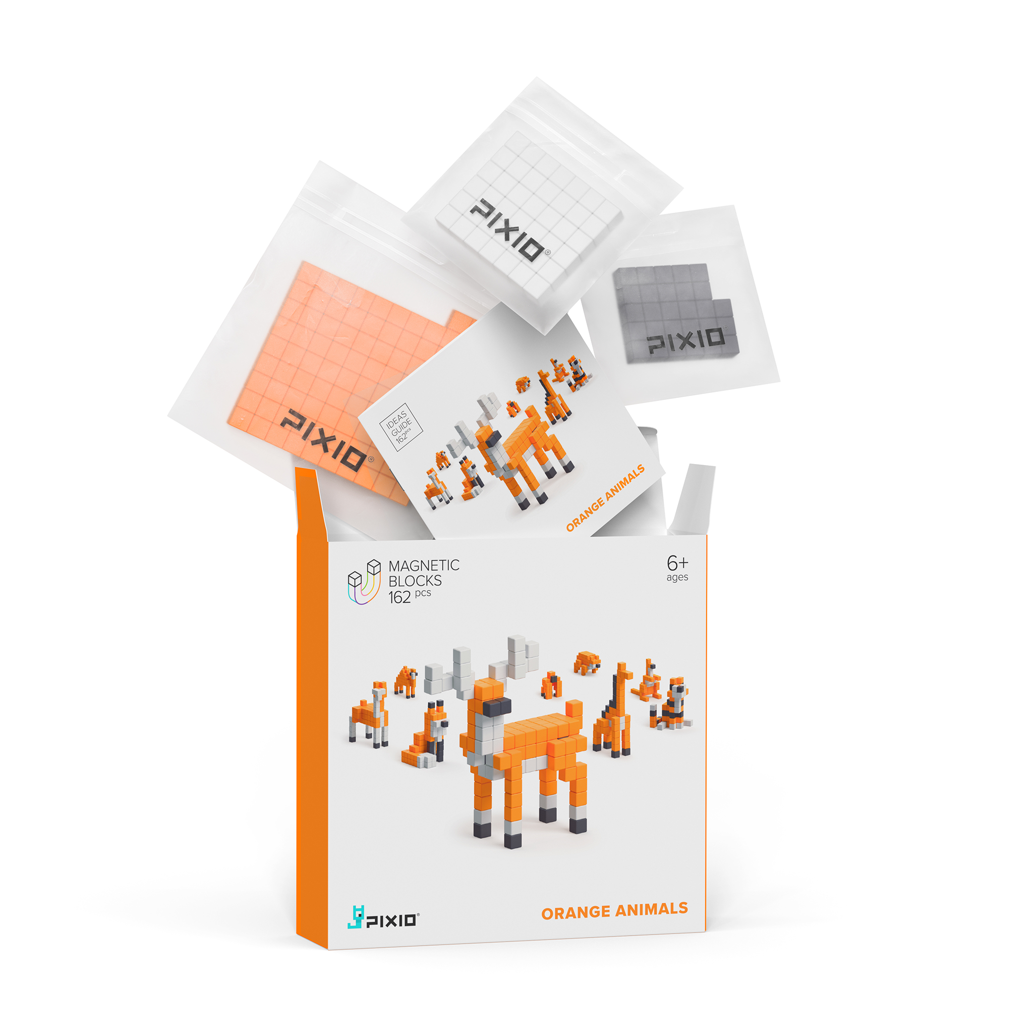 Pixio - Story Orange Animals - 162 magneetblokjes
