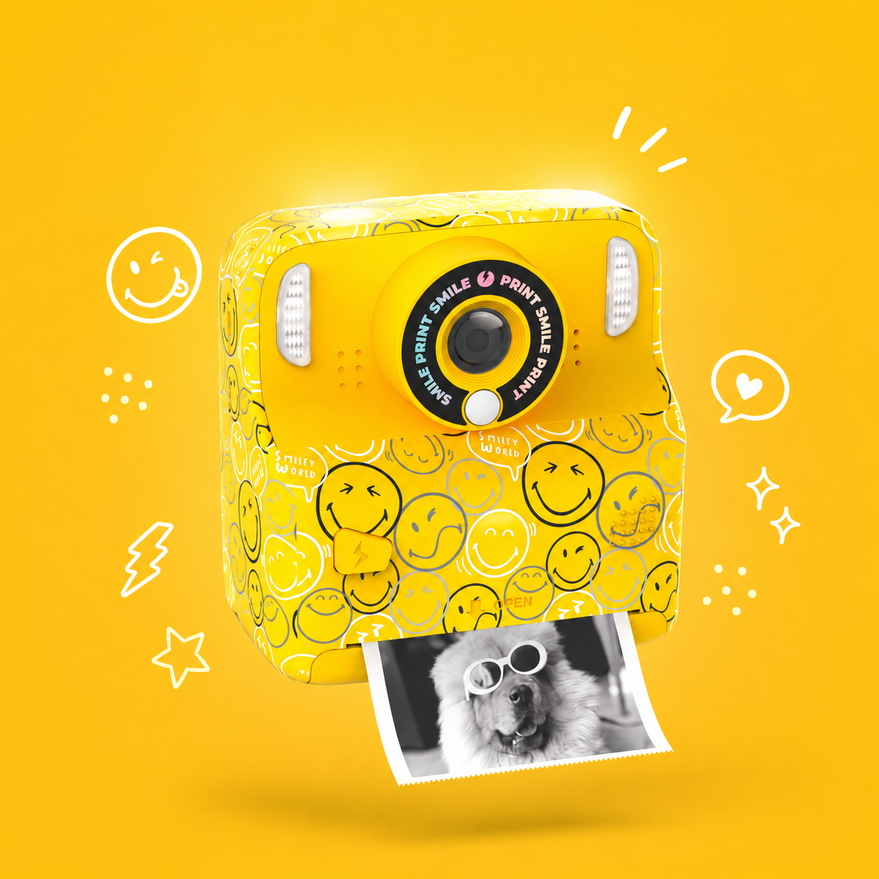 MOB x SmileyWorld - PixiPrint printcamera - Geel