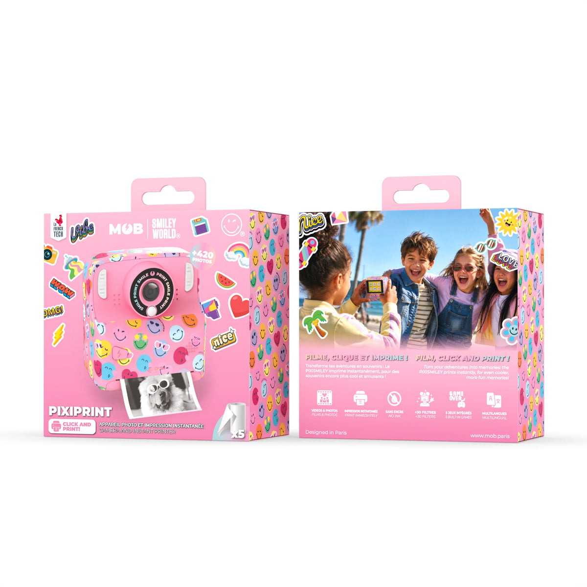 MOB x SmileyWorld - PixiPrint printcamera - Roze