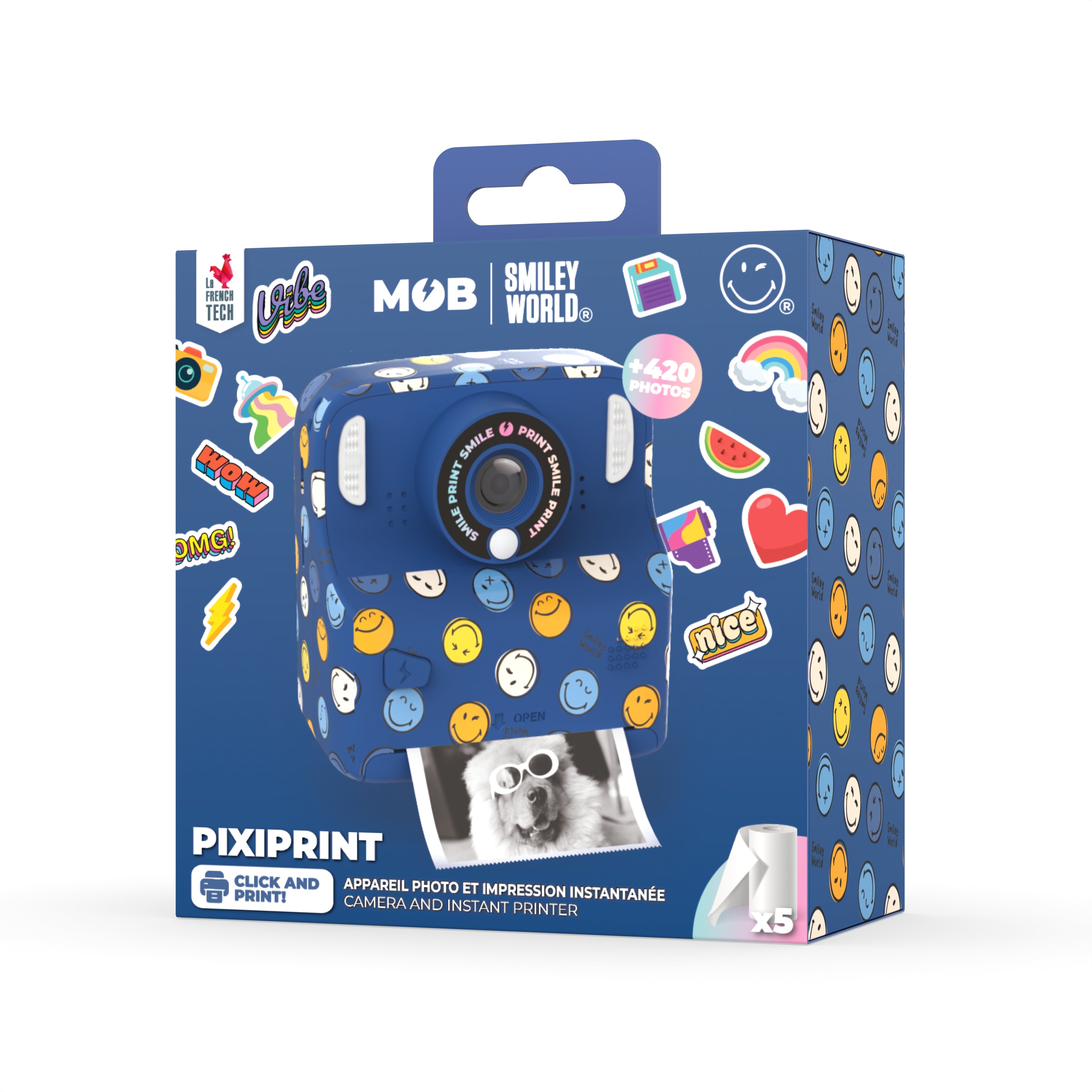 MOB x SmileyWorld - PixiPrint printcamera - Blauw