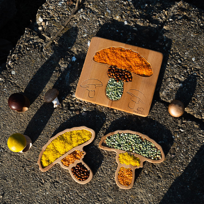Pagalou - Sensorische houten tray - Paddenstoel