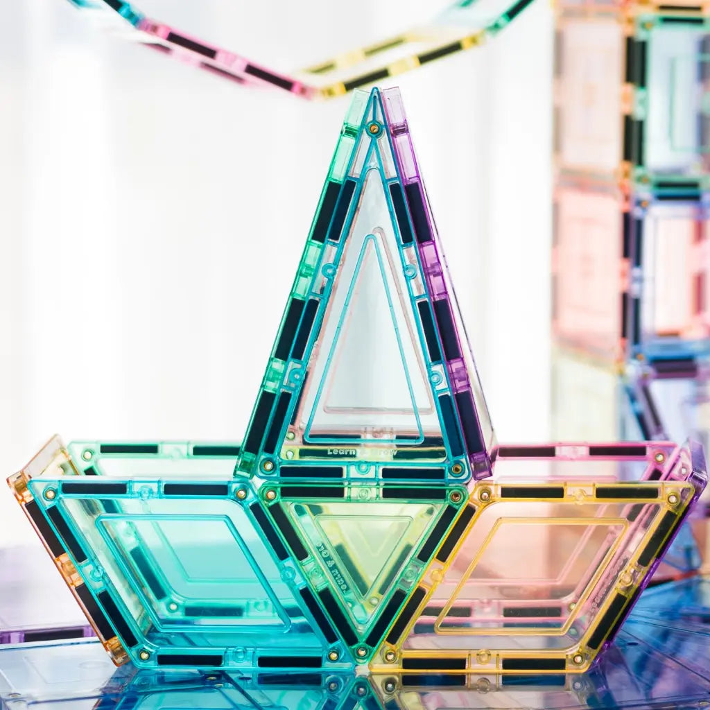 Learn And Grow - 112 stuks Pastel Builders - magnetisch constructiespeelgoed