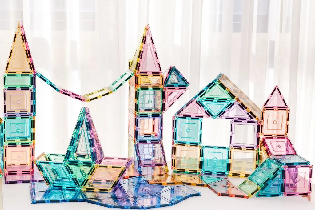 Learn And Grow - 112 stuks Pastel Builders - magnetisch constructiespeelgoed