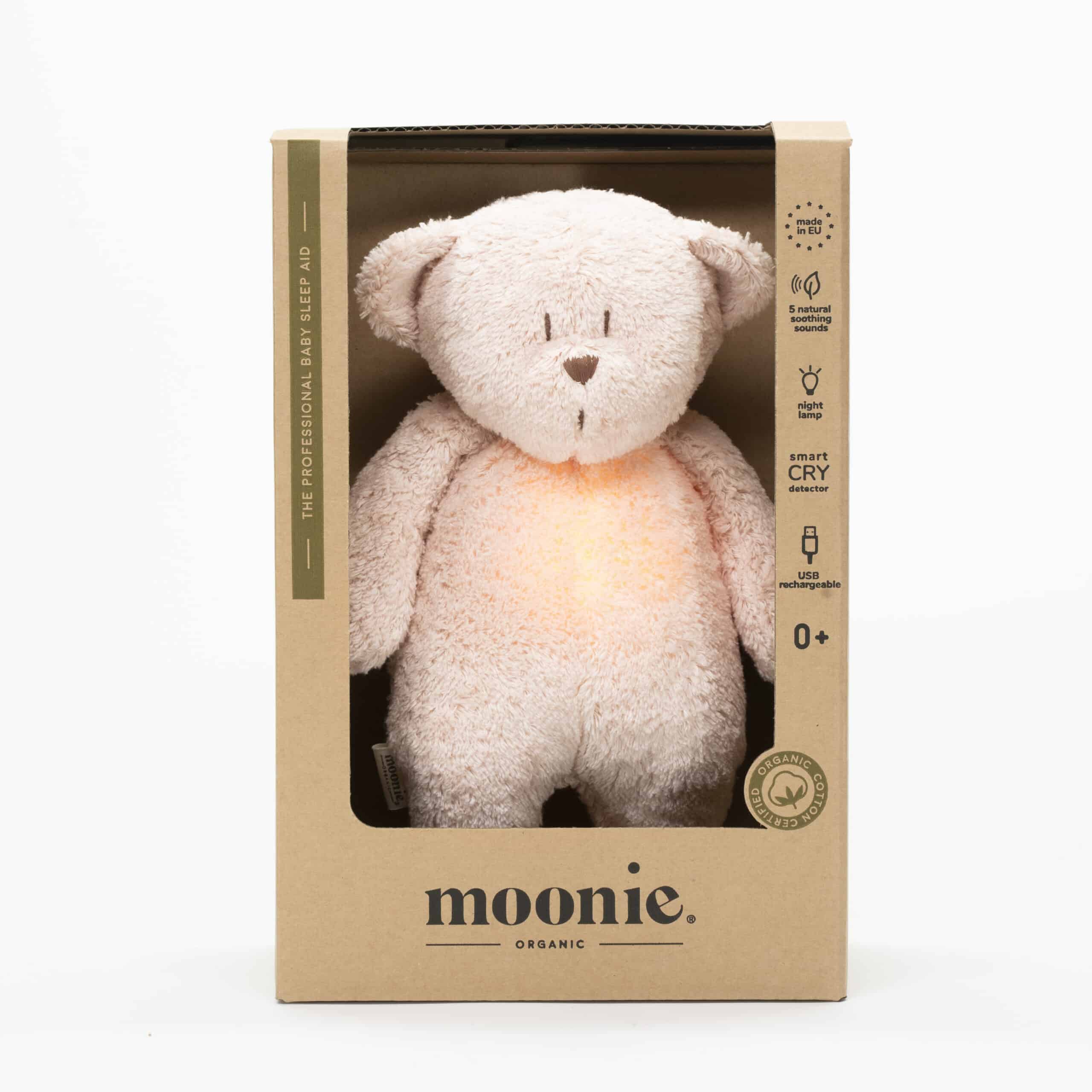 Moonie - Slaapknuffel The Humming Bear 2.0 - Rose Natur White Noise