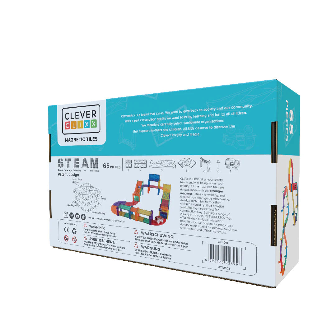 GRATIS EXTRA AUTO - Cleverclixx - Race Track Intense - 65 stuks + gratis auto blauw