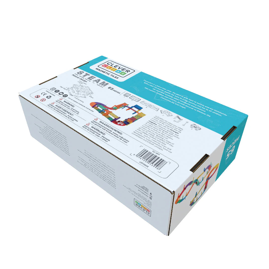 GRATIS EXTRA AUTO - Cleverclixx - Race Track Intense - 65 stuks + gratis auto blauw