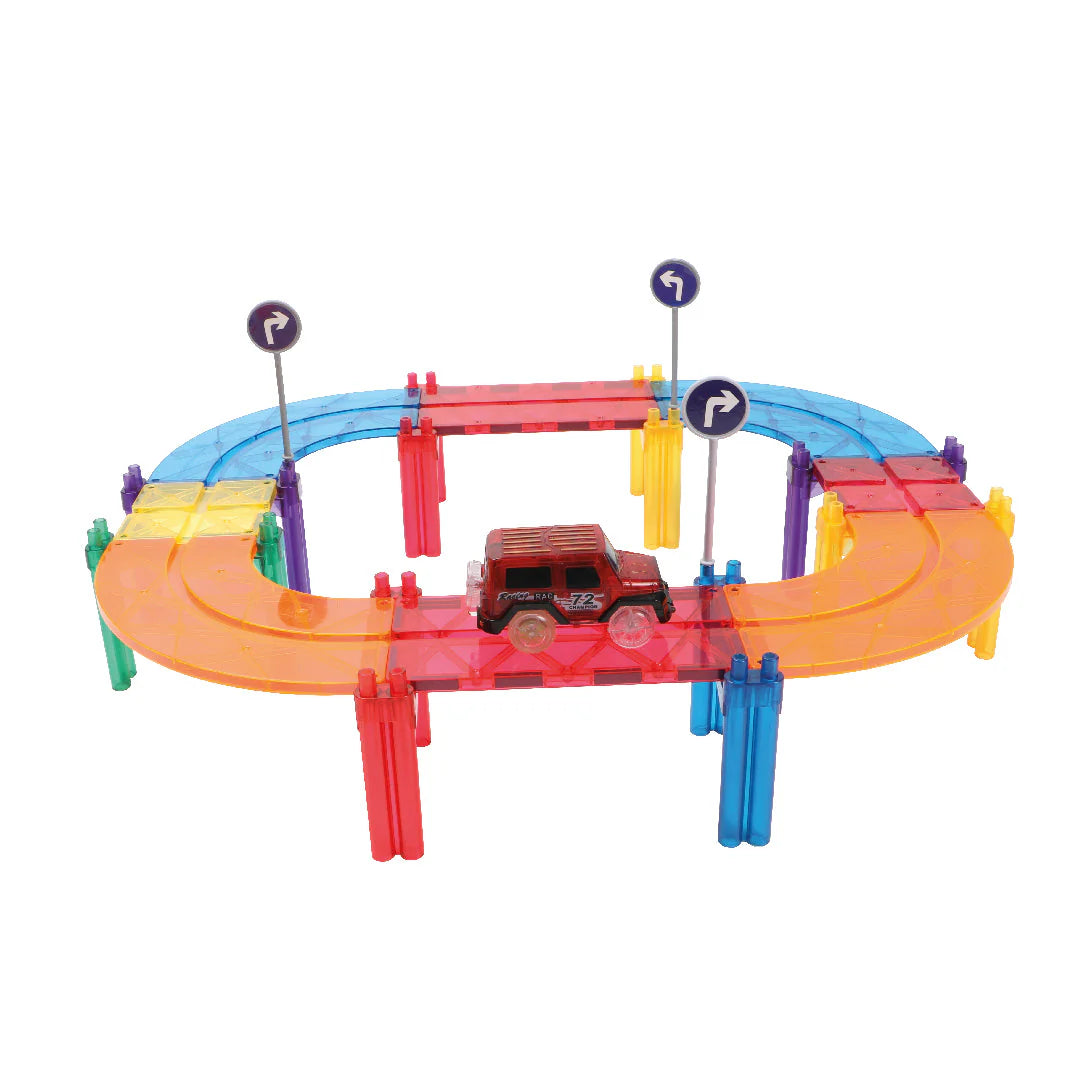 GRATIS EXTRA AUTO - Cleverclixx - Race Track Intense - 65 stuks + gratis auto blauw