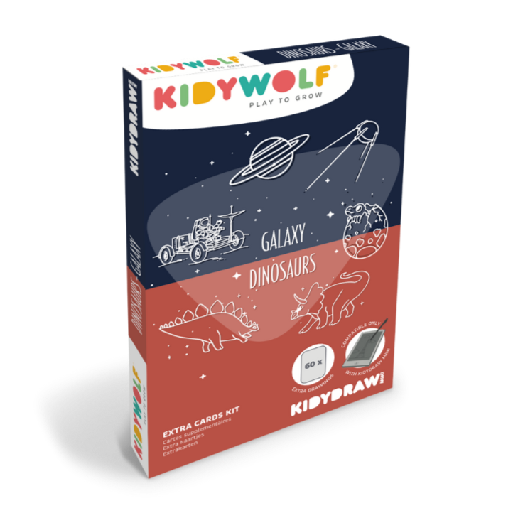 Kidywolf - Kidydraw-mini refill navulling - 60 kaarten dinosaurs and galaxy