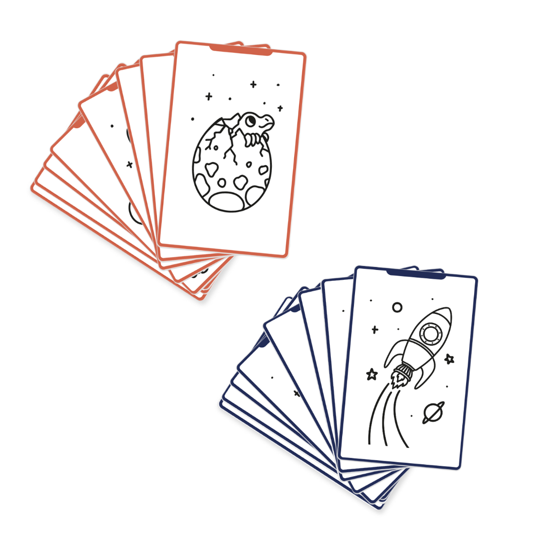 Kidywolf - Kidydraw-mini refill navulling - 60 kaarten dinosaurs and galaxy