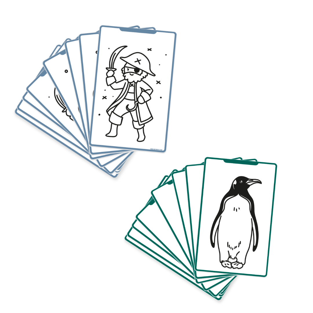 Kidywolf - Kidydraw-mini refill navulling - 60 kaarten animals around the world & oceans and pirates