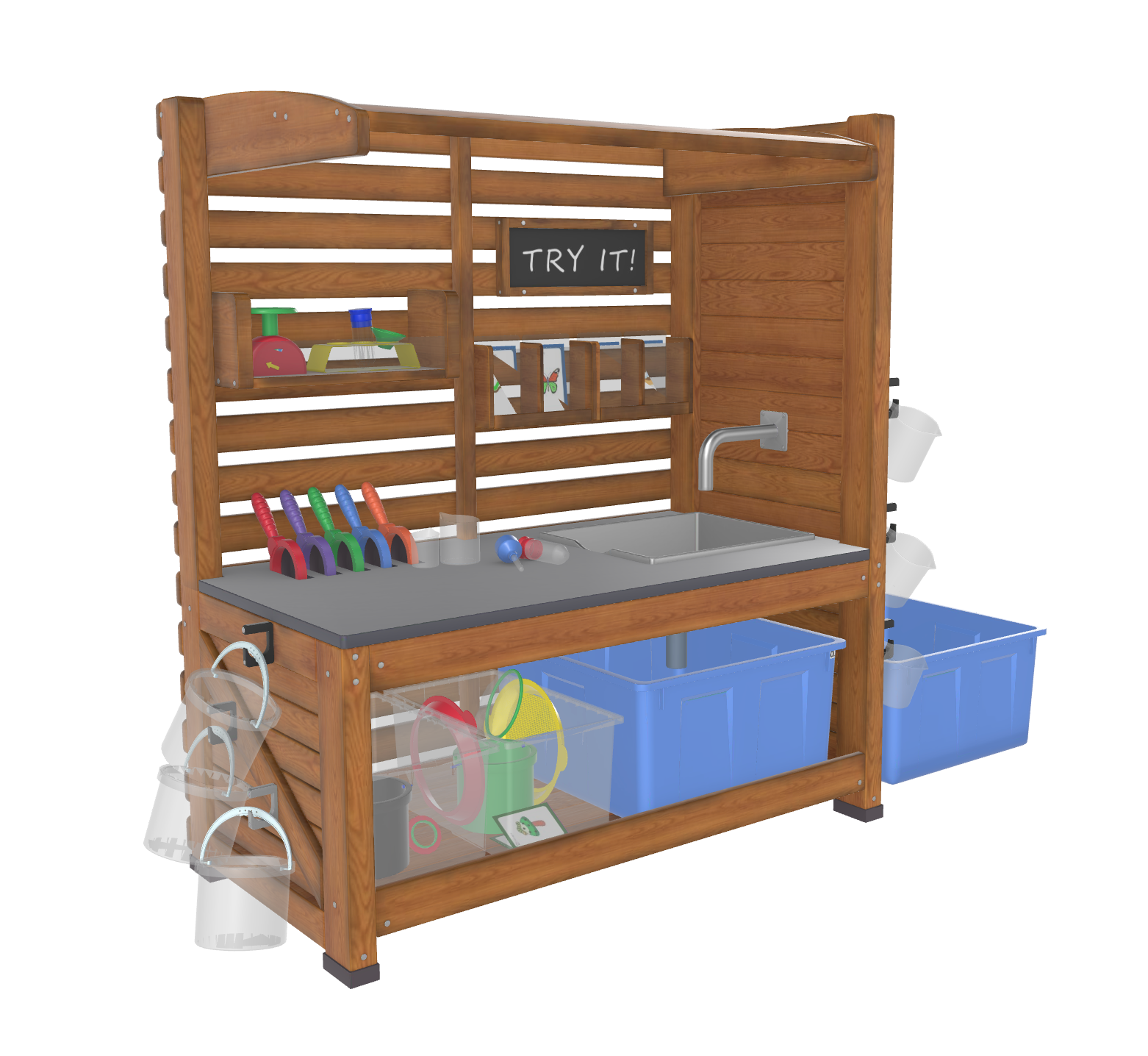 Houten Expirementeer Station - voor buiten - inclusief accessoires