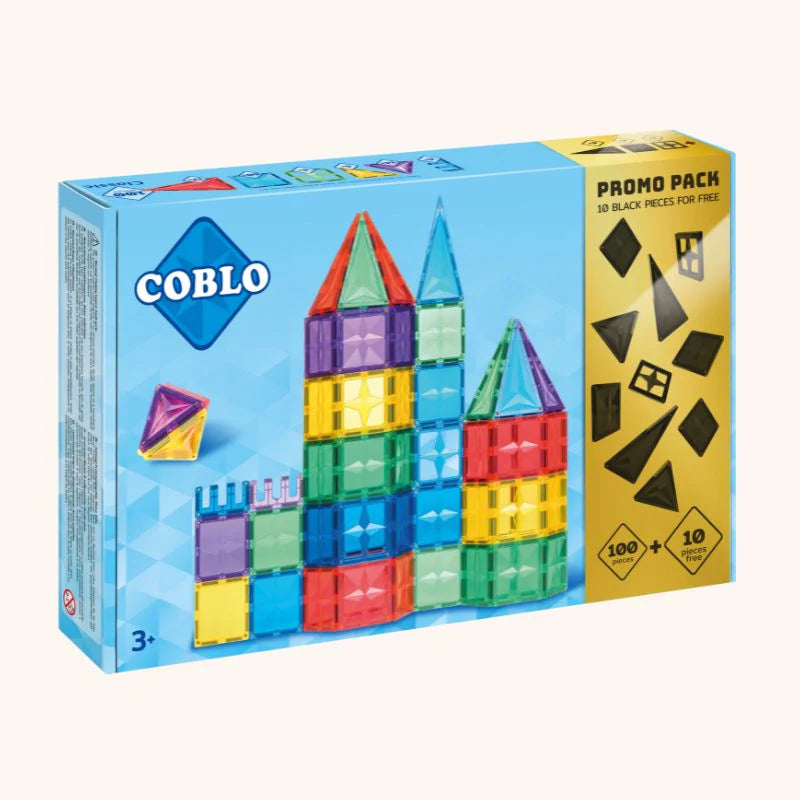 Coblo PROMO 10 gratis zwarte tegels - 100 stuks - Magnetisch constructiespeelgoed