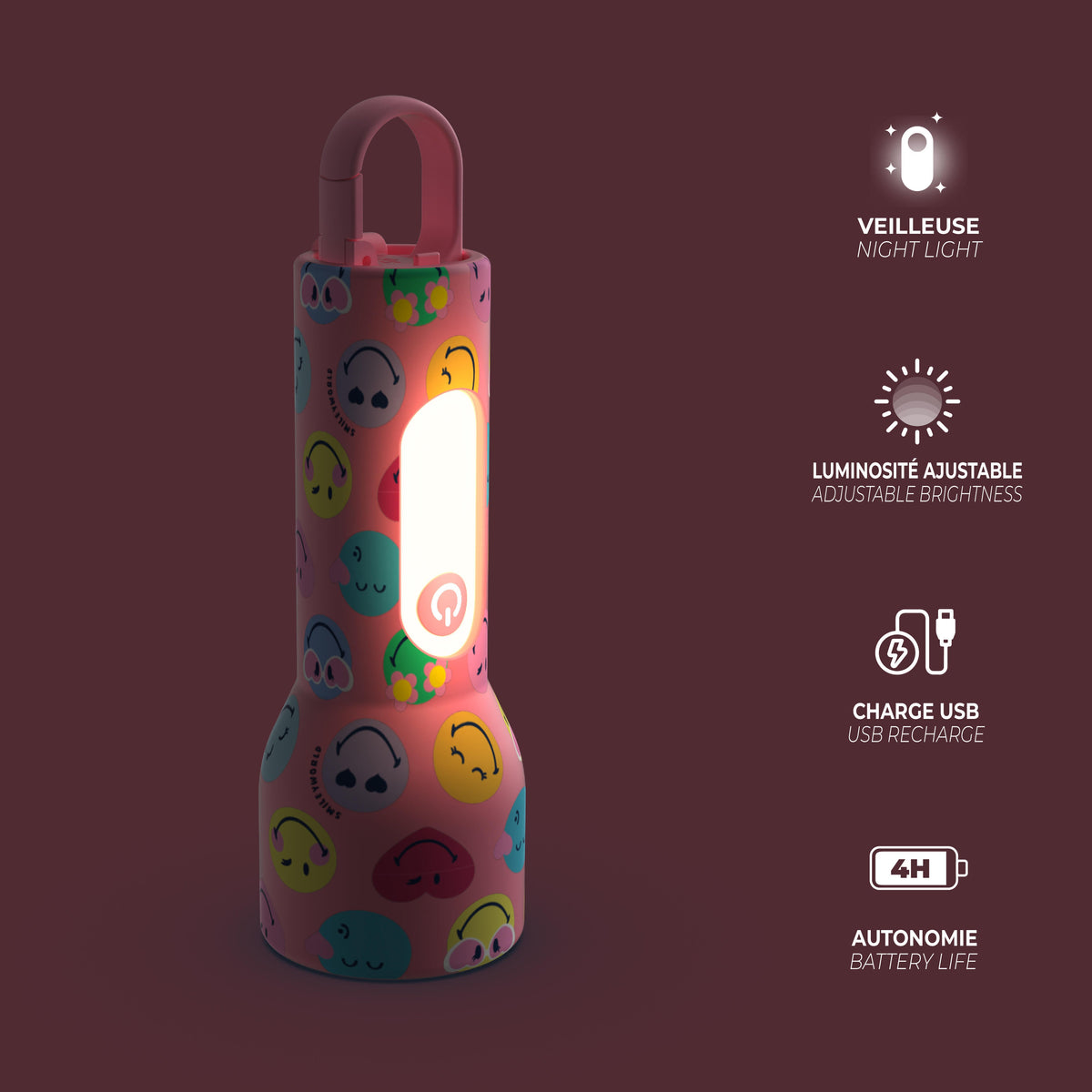 MOB x SmileyWorld - Glowy zaklamp nachtlampje - Roze