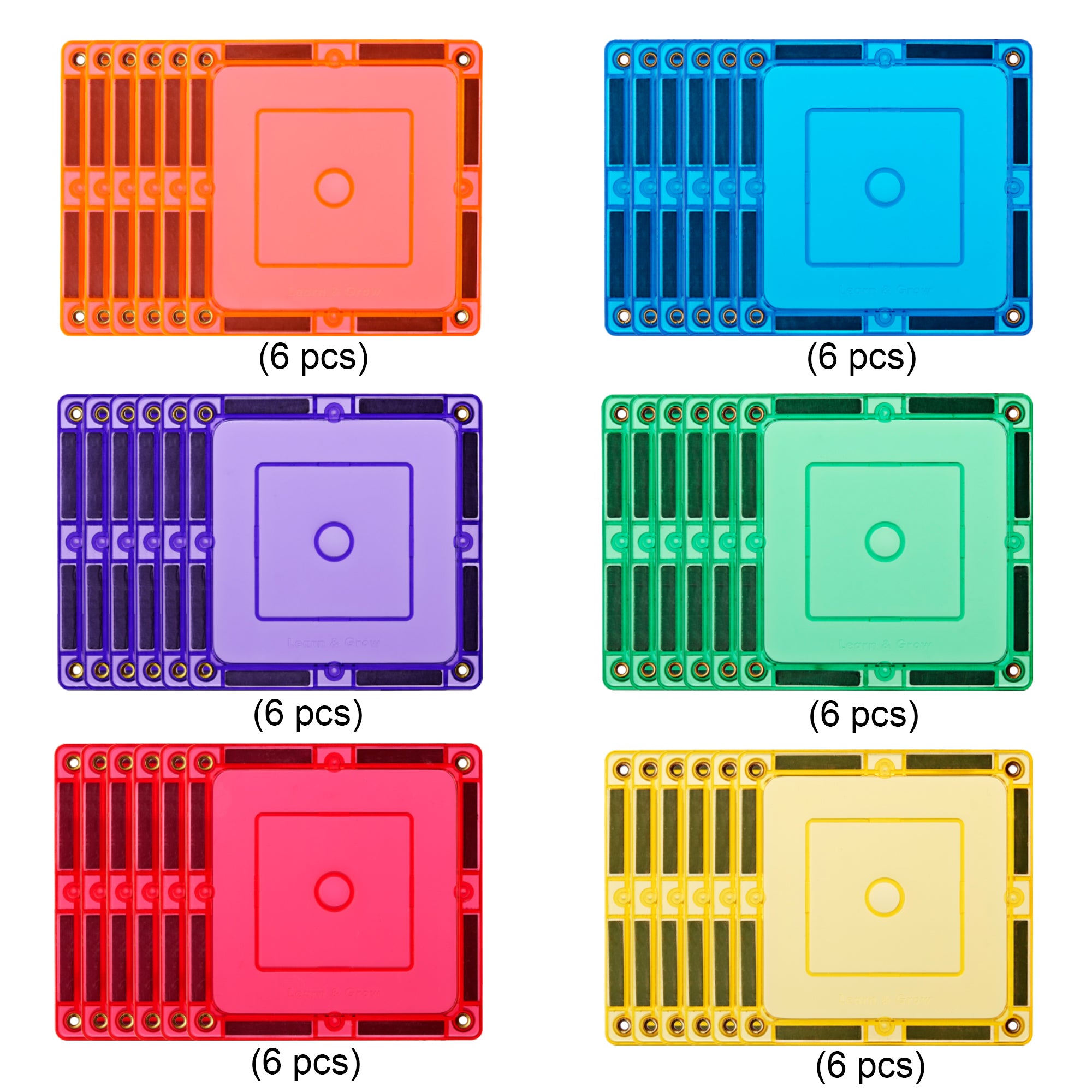 Learn And Grow - Magnetisch constructiespeelgoed Square Pack - 36 stuks