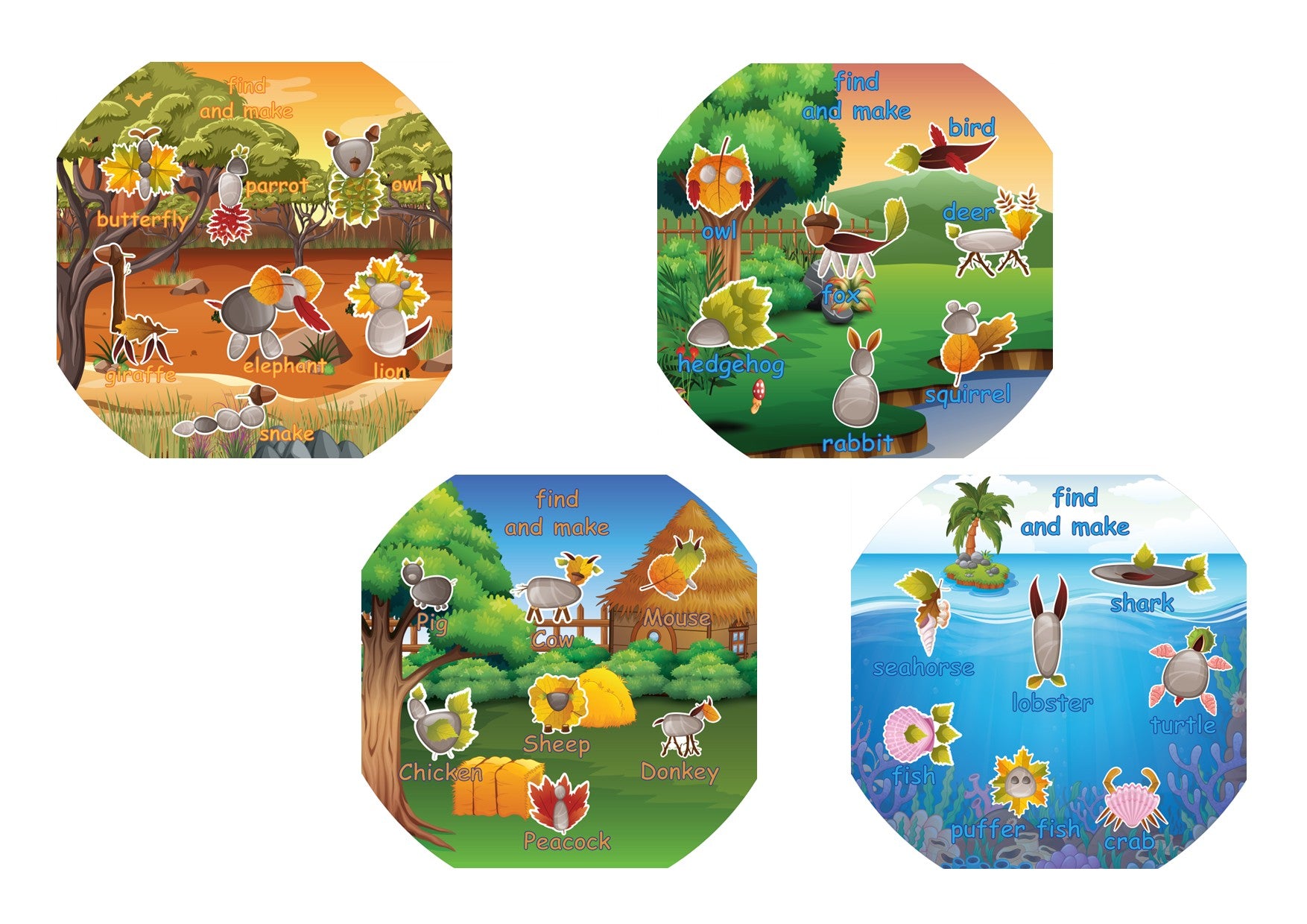 Tuff Tray - SET 4 70cm Speelmatten Zoek & Maak Vinyl
