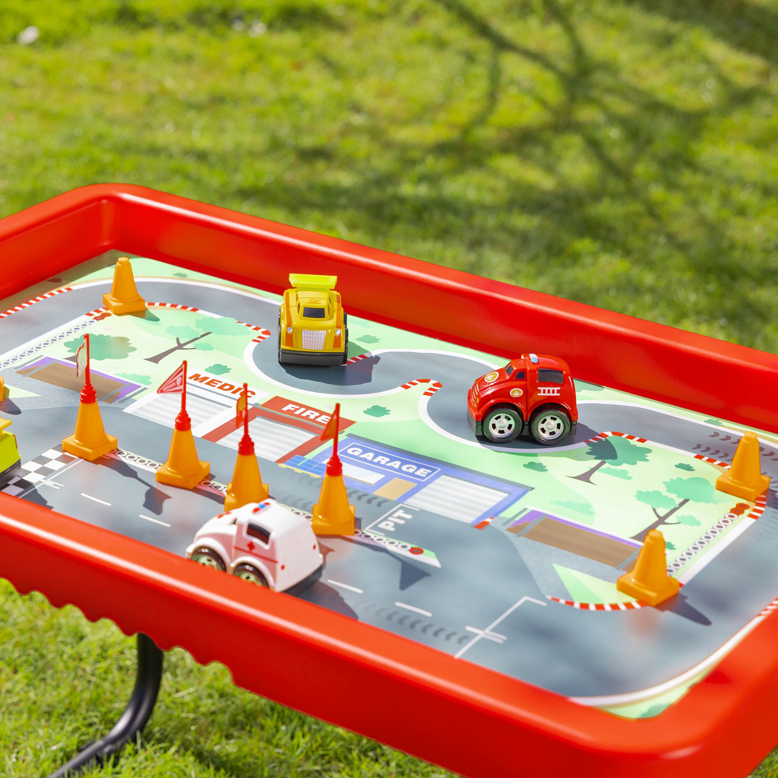 Toyrific - Playhouse PlayTray (95cm) Set - Speeltafel rood + Verstelbaar onderstel