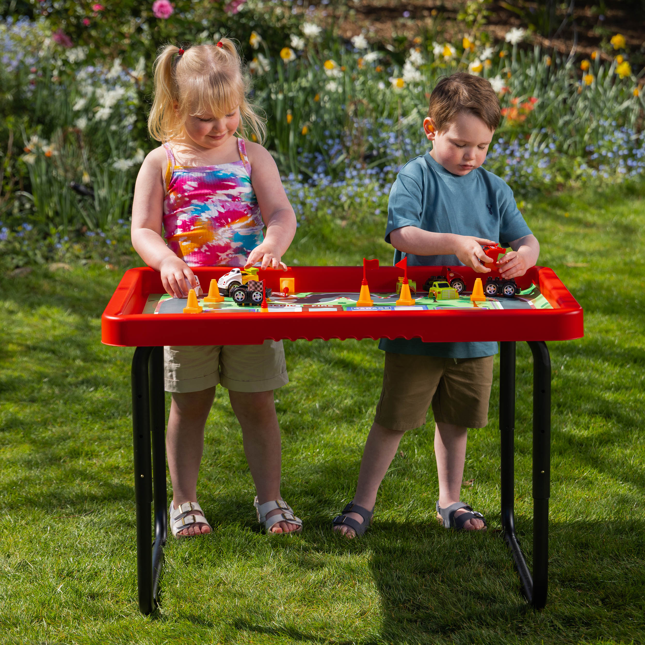 Toyrific - Playhouse PlayTray (95cm) Set - Speeltafel rood + Verstelbaar onderstel
